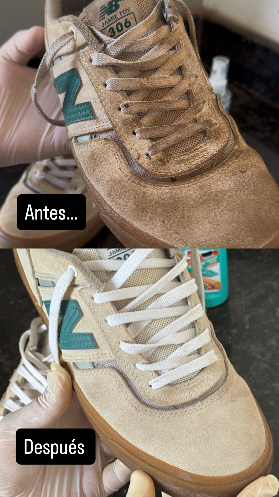 Calzado limpio antes y después